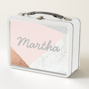 Marble, rose gold, grey and blush pink lunch box