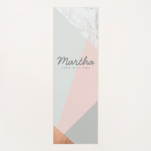 marble, rose gold, grey and blush pink yoga mat