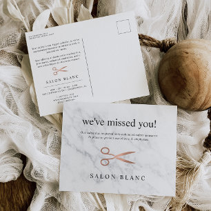 Marble & Rose Gold   Hair Salon Business Reopening Postcard