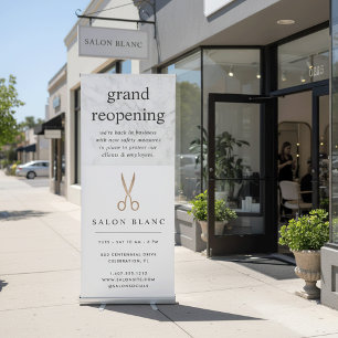 Marble & Rose Gold Hair Salon Business Reopening Retractable Banner