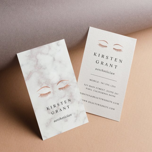 Marble & Rose Gold Lashes Beauty Business Card (Creator Uploaded)