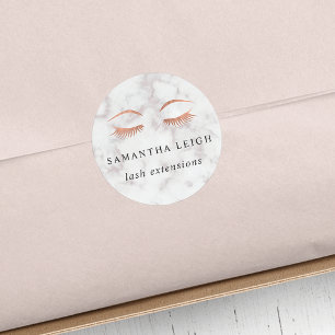 Marble & Rose Gold Lashes & Brows Beauty Classic Round Sticker