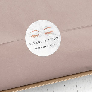 Marble & Rose Gold Lashes & Brows Beauty Classic Round Sticker