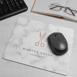 Marble & Rose Gold Lashes & Brows Beauty Logo Mouse Mat<br><div class="desc">Chic personalized mousepad for your makeup artist or aesthetician business features two lines of custom text in charcoal gray lettering,  on a marble background adorned with a pair of lush lashes and brows in faux rose gold foil.</div>