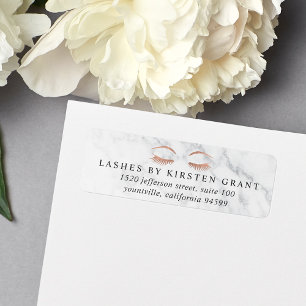 Marble & Rose Gold Lashes & Brows Return Address