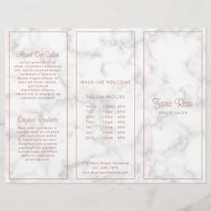 Marble Rose Gold Modern Elegant Trifold Brochure