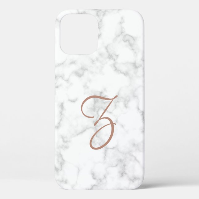 Marble Rose Gold Monogram Modern Elegant Case-Mate iPhone Case (Back)