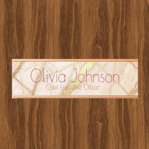 Marble Rose Gold Pink and Gold Office Door Sign