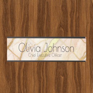 Marble Rose Gold Pink and Gold Office Door Sign