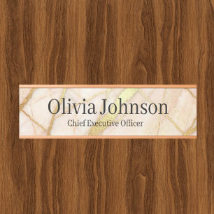 Marble Rose Gold Pink and Gold Office Door Sign