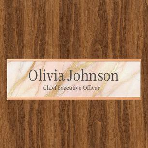 Marble Rose Gold Pink and Gold Office Door Sign