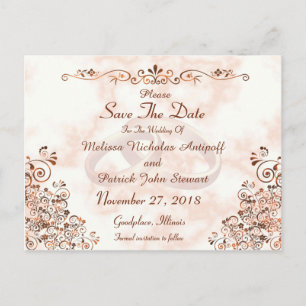 Marble Rose Gold Rings Elegant Save The Date Announcement Postcard
