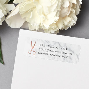 Marble & Rose Gold Scissors Logo Return Address