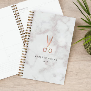 Marble & Rose Gold Scissors Salon Logo Planner