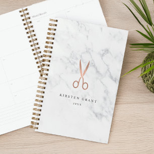 Marble & Rose Gold Scissors Salon Logo Planner