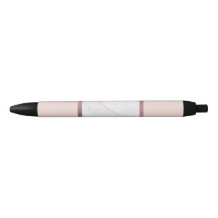 Marble Rose Gold Stripes Pink Black Ink Pen