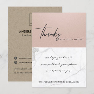MARBLE ROSE GOLD TEXTURE CORPORATE BUSINESS LOGO THANK YOU CARD