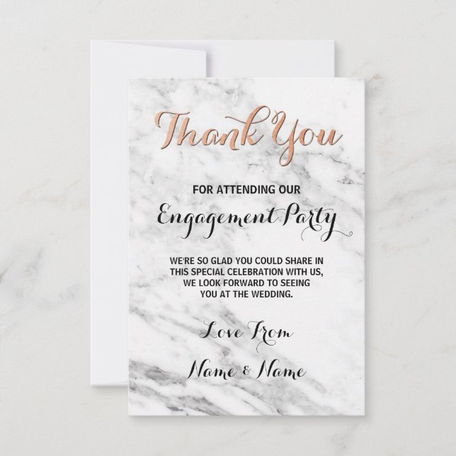 Marble Rose Gold Thank You Card Engagement Wedding (Front)