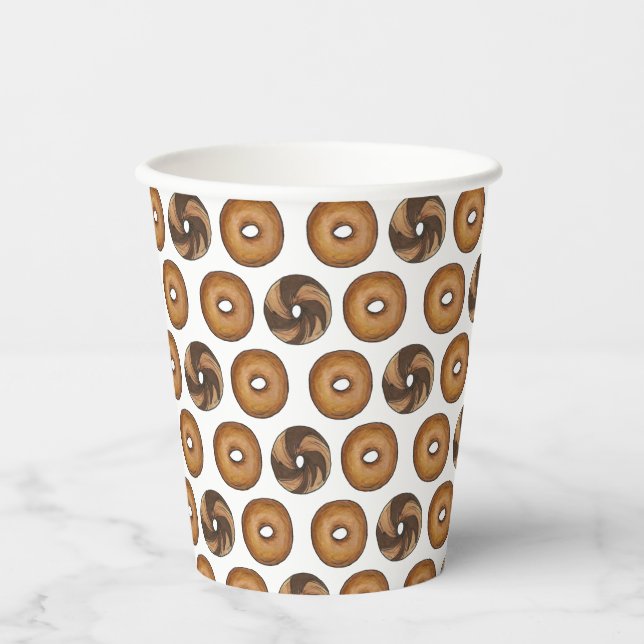 Marble Rye Plain Bagels Breakfast Brunch NYC Deli Paper Cups (Front)
