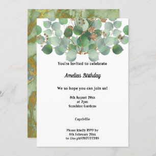 MARBLE SAGE EUCALYPTUS 2 BIRTHDAY PARTY INVITATION