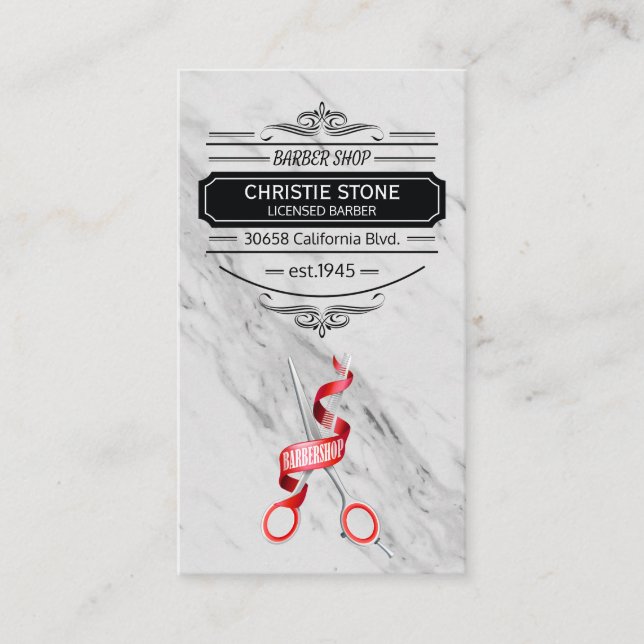 Marble | Scissors | Haircut Business Card (Front)