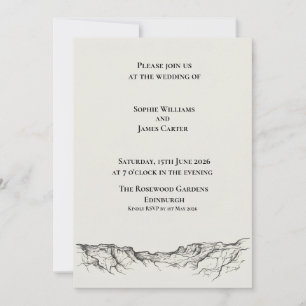 Marble Scottish Castle Sketch Wedding Invitation