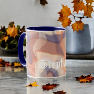 Marble script fall terracotta purple modern mug