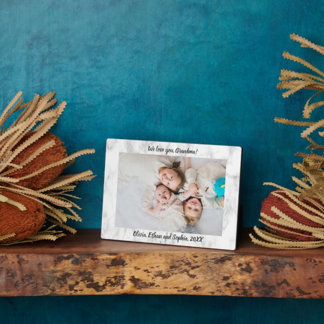 Marble Script Personalised Name Photo Plaque (Side)