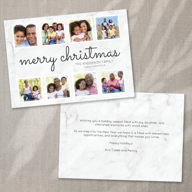 Marble Script Photo Collage Christmas Holiday Card (Creator Uploaded)