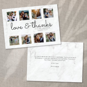 Marble Script Photo Collage Love & Thanks Thank You Card