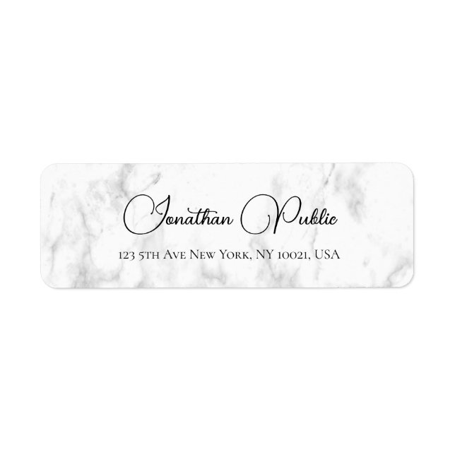 Marble Script Typography Template Return Address (Front)
