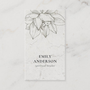 MARBLE SILVER LOTUS SIMPLE REIKI SPIRITUAL HEALER BUSINESS CARD