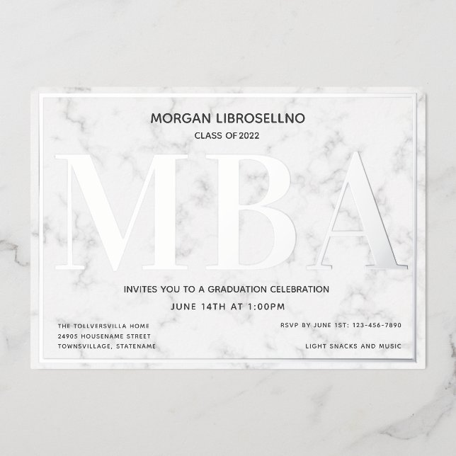 Marble Silver MBA Graduation (Front)