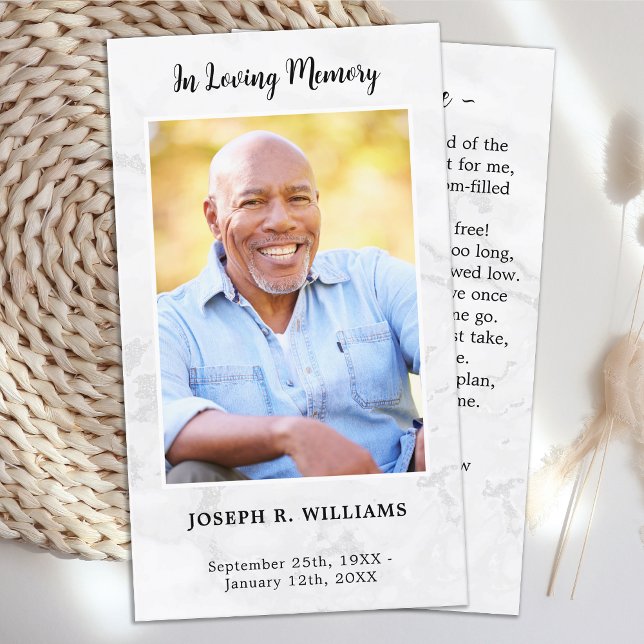 Marble Simple Funeral Photo Memorial Prayer Card (Creator Uploaded)