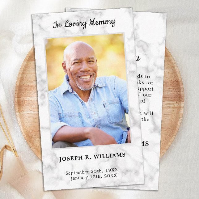 Marble Simple Memorial Photo Funeral Thank You Card (Creator Uploaded)