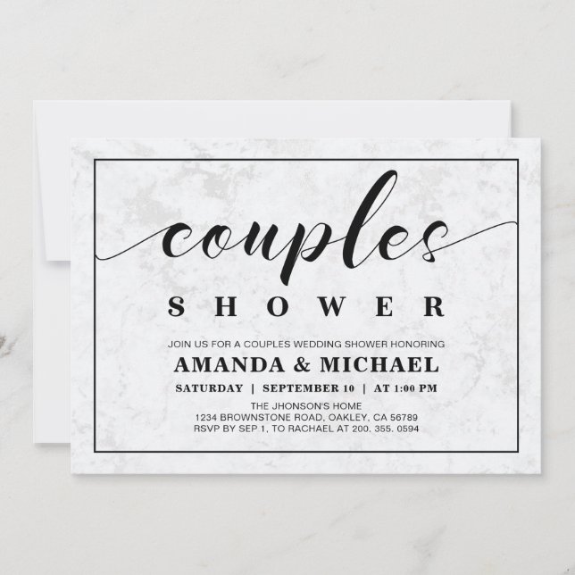 Marble | Simple Modern Couples Wedding Shower Invitation (Front)