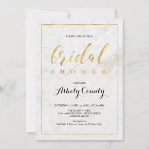 Marble   Simple Modern Typography Bridal Shower Invitation