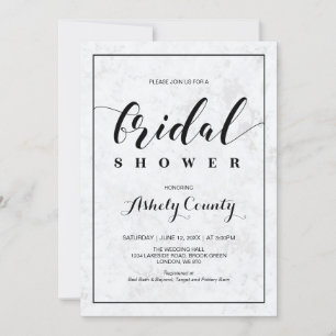 Marble   Simple Modern Typography Bridal Shower Invitation