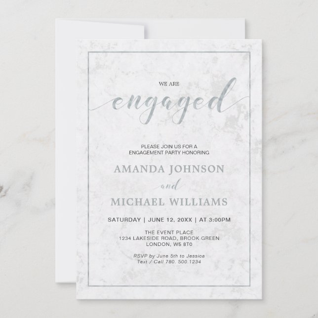 Marble | Simple Modern Typography Engagement Party Invitation (Front)