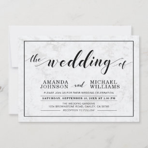 Marble   Simple Modern Typography Wedding Ceremony Invitation