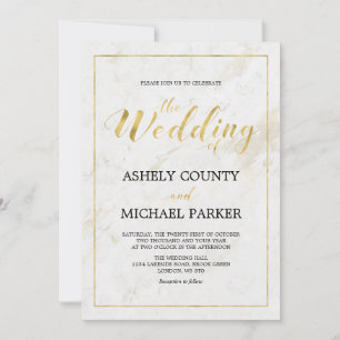Marble   Simple Modern Typography Wedding Ceremony Invitation