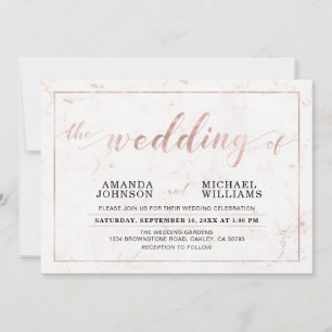 Marble   Simple Modern Typography Wedding Ceremony Invitation
