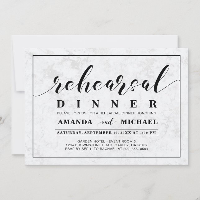 Marble | Simple Modern Wedding Rehearsal Dinner Invitation (Front)