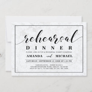 Marble   Simple Modern Wedding Rehearsal Dinner Invitation