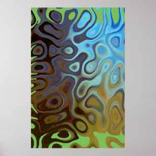 Marble Slick Metallic Blue Green Poster