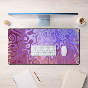 Marble Slick Metallic Burgundy Beige Desk Mat