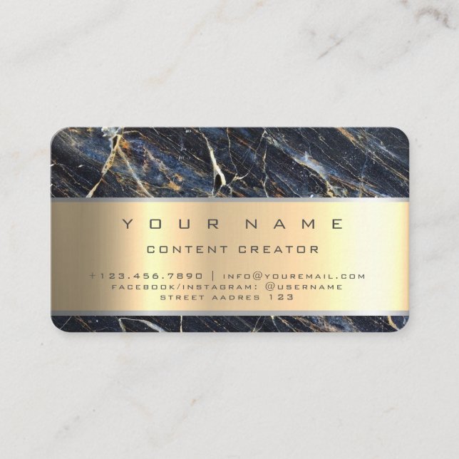  Marble Social Media Manager Content Creator Business Card (Front)