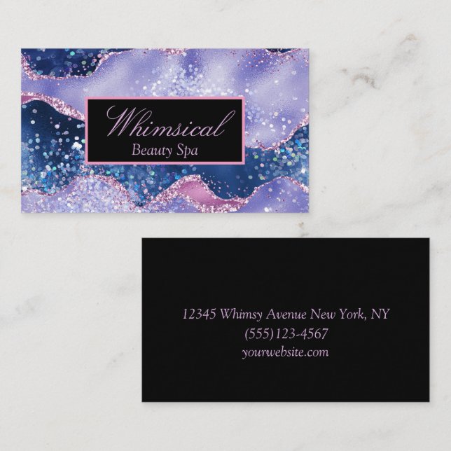 Marble Sparkle Agate Design Beauty Spa Business Ca Card (Front/Back)