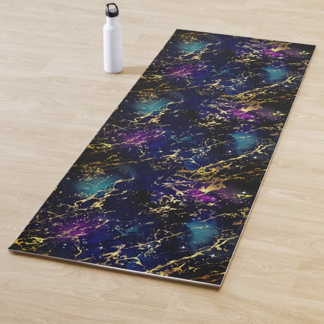 Marble Splashed Paint Gold Pink Blue Green Purple Yoga Mat (In Situ)