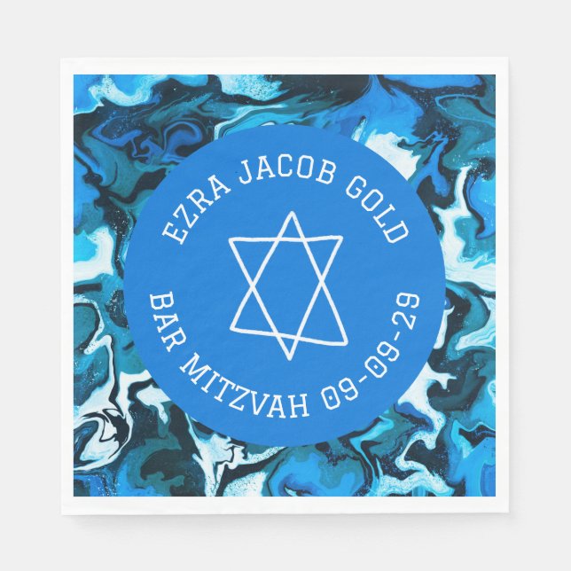 Marble Star of David Custom B'nai Bat Bar Mitzvah  Napkin (Front)